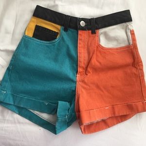 American Apparel High Waisted Color Block Shorts